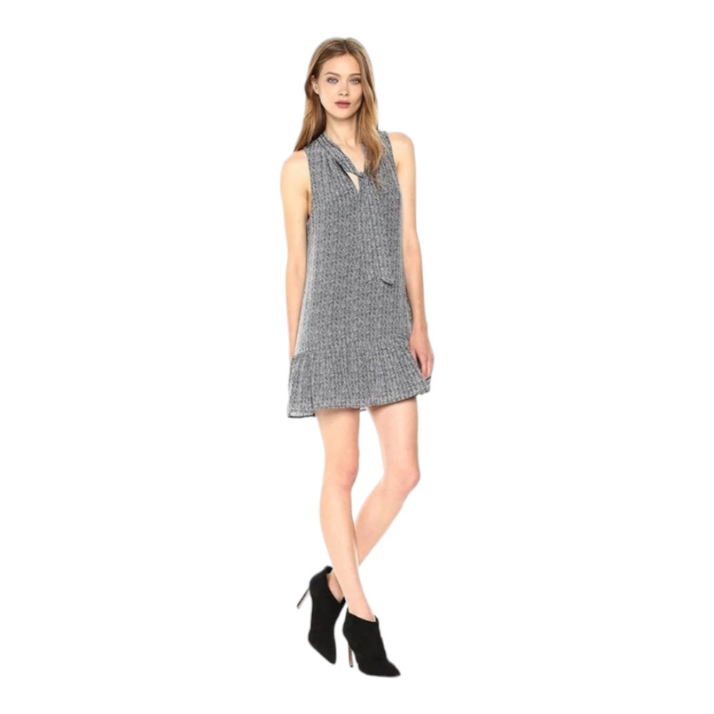 Joie Alecia Herringbone Ruffle Necktie Dress Size xs